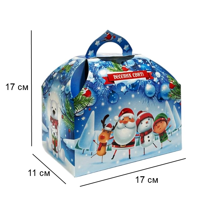 Новорічна коробка Скриня синя 800 гр Новорічна коробка Скриня синя 800 гр