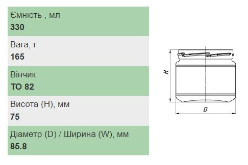 Банка скляна 0.330 л Твіст 82 мм Банка скляна 0.330 л Твіст 82 мм