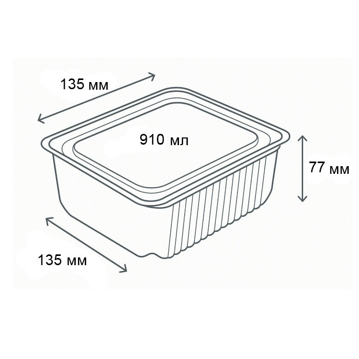 Одноразовий контейнер ПС 100 з кришкою 910 мл Одноразовий контейнер ПС 100 з кришкою 910 мл
