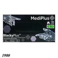 Рукавички чорні нітрилові MediPlus   S  (1/10)