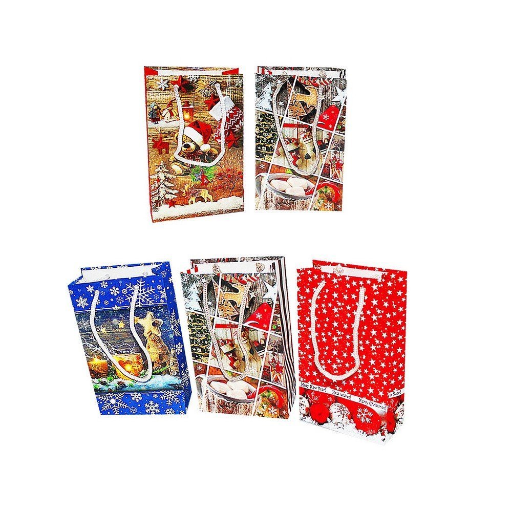 Пакет подарунковий Новорічний 18х21,5х8 см (3716)