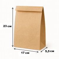 Крафтовий пакет з ручками 17×23×5,5 см уп. 100 шт Бурий (6678)