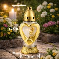 Свічка лампадка скло Троянда серце d 10 см h 25 см (0679)