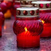 Свічка лампадка скло d 8.5 см h 10.5 см (2628)