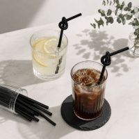 Соломка з мега вигином d6 260 мм 100 шт чорна (9767)