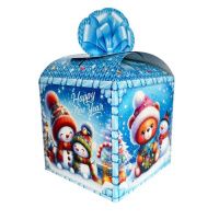 Новорічна коробка Куб Блакитний 800 гр (3099)