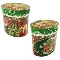 Новорічна коробка Тубус зелений 1000 гр (7083)